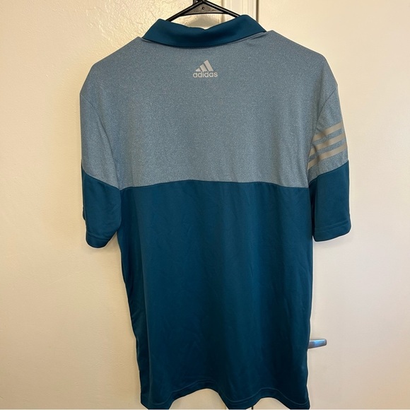Adidas Golf Men’s Three Stripes Blue Colorblock Polo Shirt Medium Performance - Picture 5 of 6